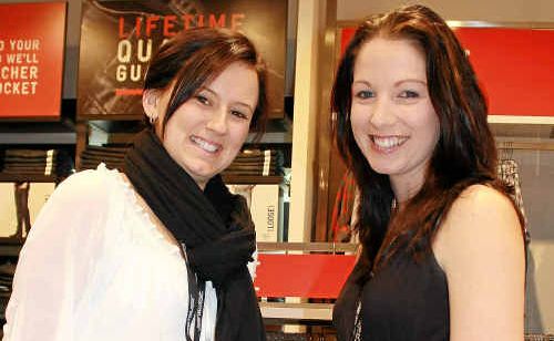 Jeans West’s Casey Beckhouse takes Candice Earl’s waist measurements. Jeans West’s Casey Beckhouse takes Candice Earl’s waist measurements.